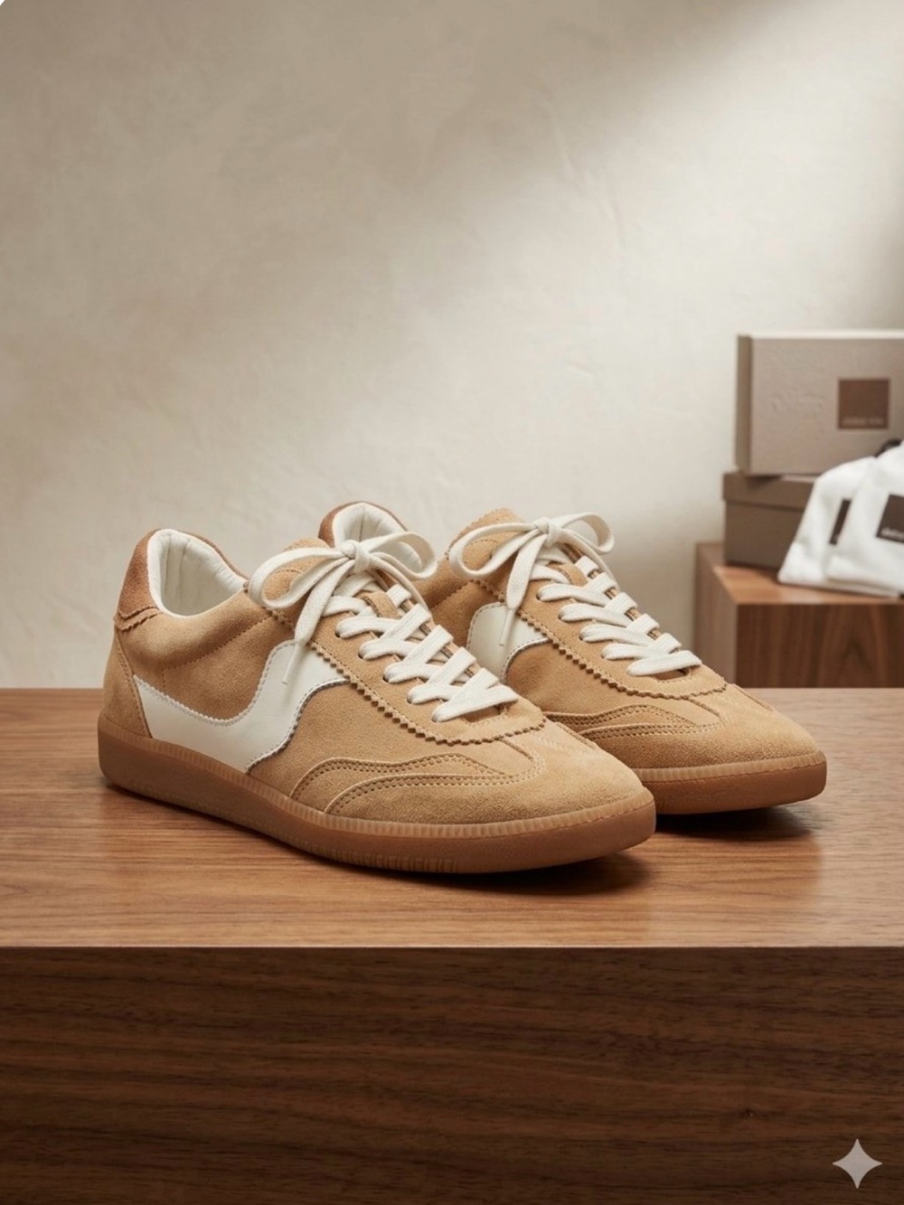Dolce Vita Women's Suede Sneakers in Tan and White
